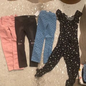 COPY - H&M girls size 6 corduroy skinny pants and black denim jeans and floral …